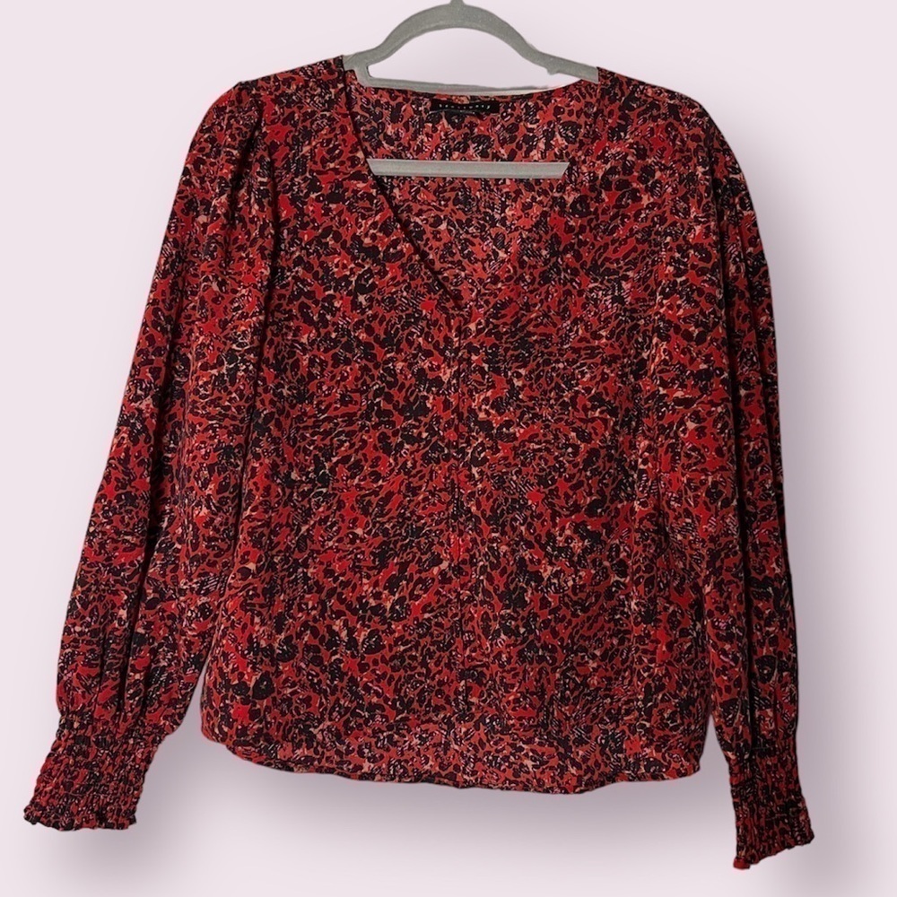 Sanctuary Red and Black V Neck Harmony Blouse in Surreal XS - Picture 10 of 10